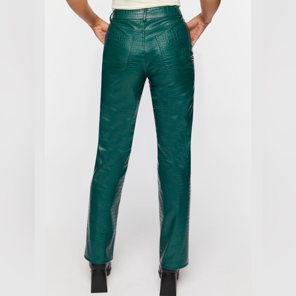 Forever 21 Women Faux Croc Bootcut Pants - Emerald Green XS - Picture 13 of 14